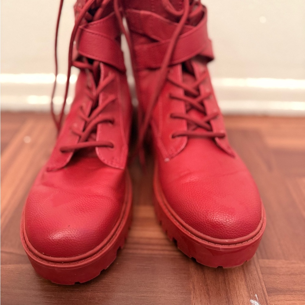 Guess Women's Bold Red Combat Boots